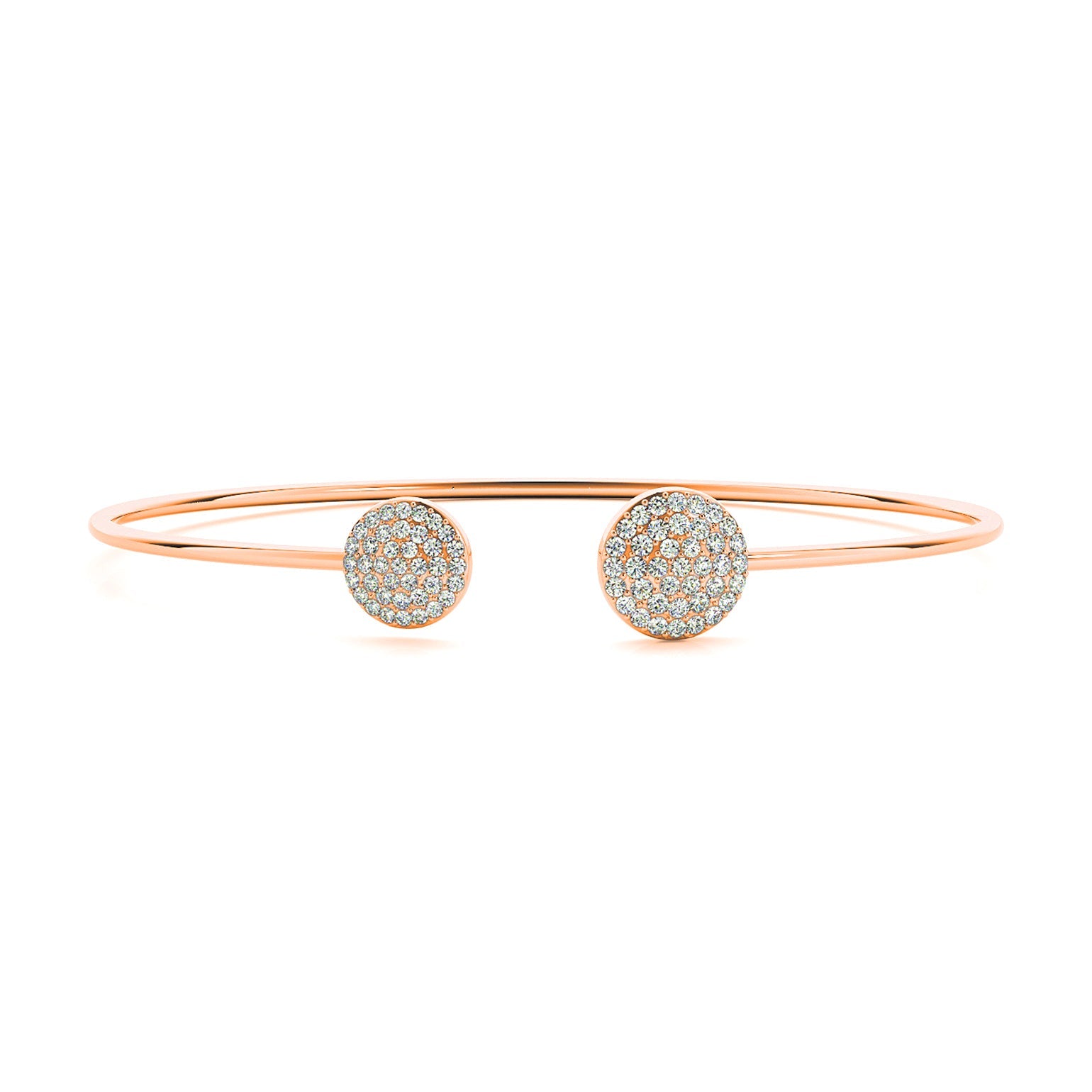Cluster 0.50 ctw Round Diamond Cuff Bangle Bracelet - 18K Rose Gold