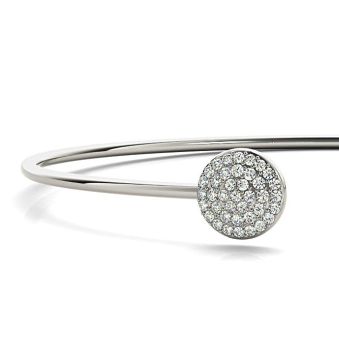Cluster 0.50 ctw Round Diamond Cuff Bangle Bracelet - 14K Yellow Gold