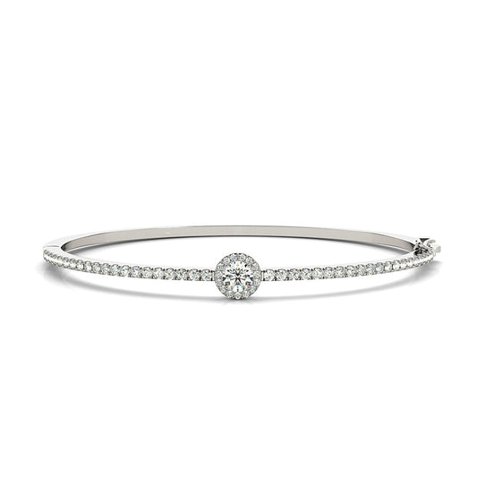 Halo Center 1.80 ctw Round Diamond Bangle Bracelet Pave Set - Platinum 950