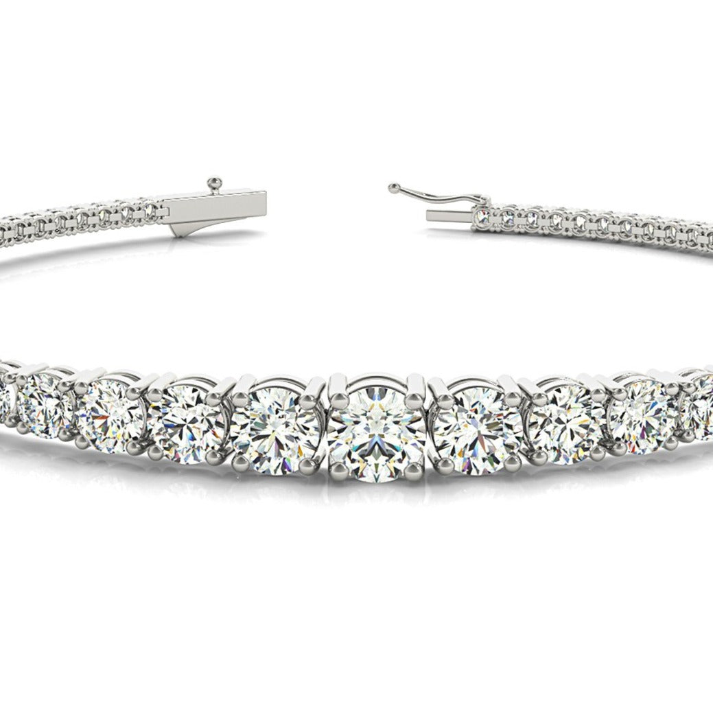 Graduated 2.87 ctw Round Diamond Tennis Bracelet Four Prong Set - 14K Rose Gold