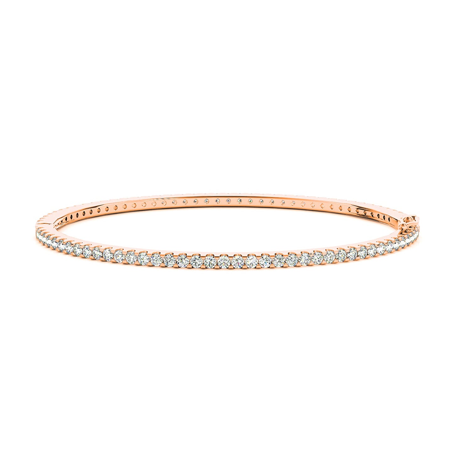 2.35 ctw Diamond Eternity Bangle Bracelet U Prong Set - 18K Rose Gold