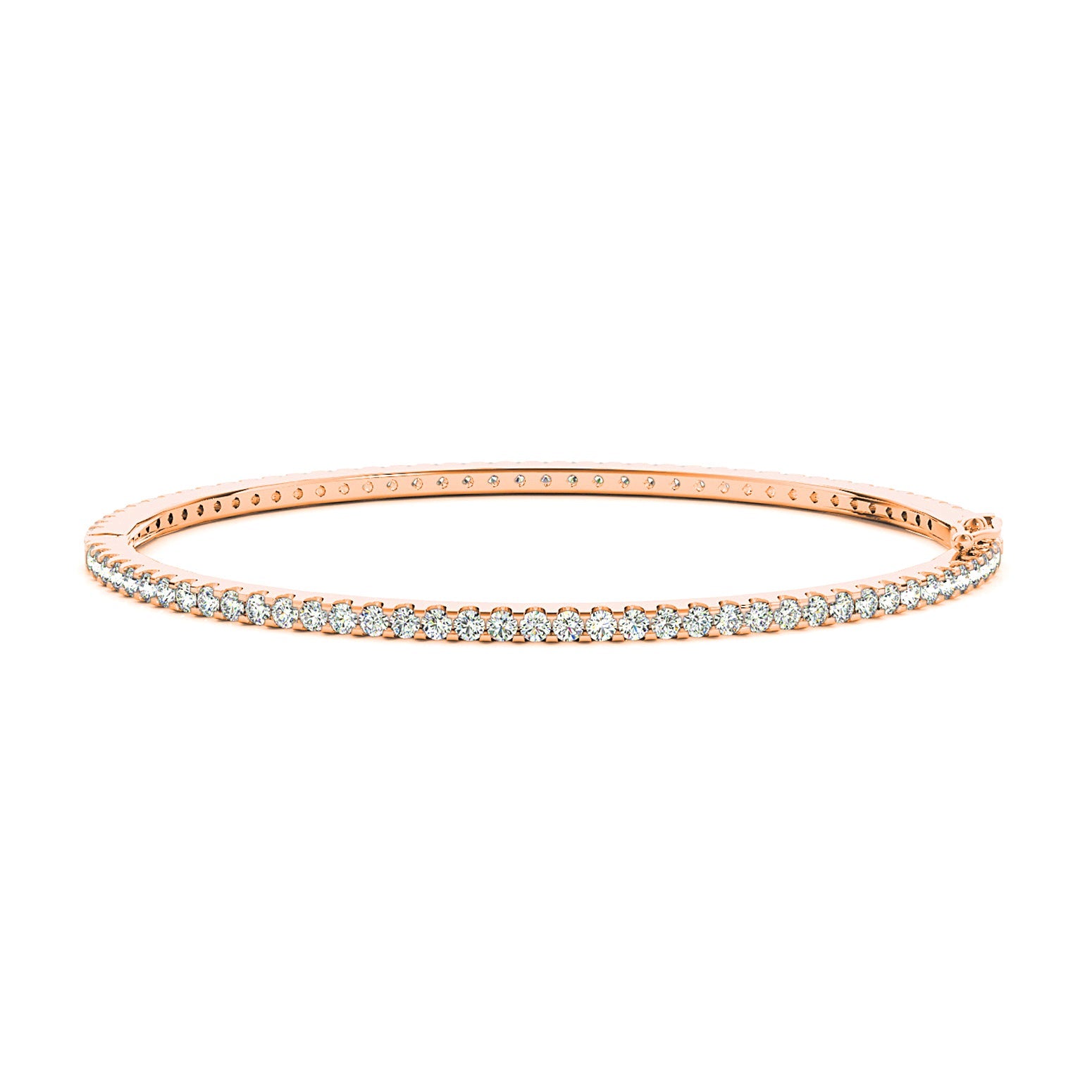 2.35 ctw Diamond Eternity Bangle Bracelet U Prong Set - 18K Rose Gold