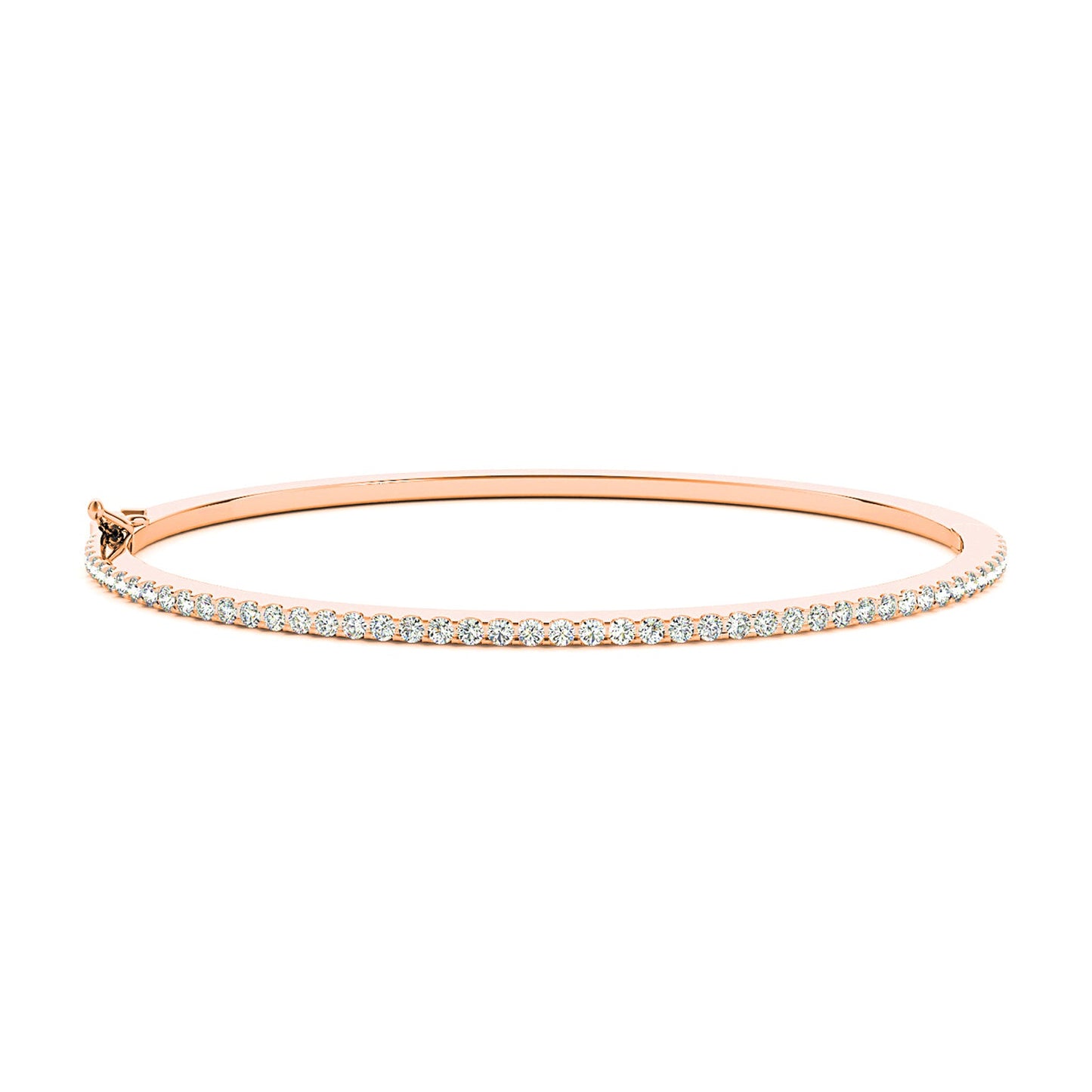 0.85 ctw Round Diamond Classic Bangle Bracelet - 18K Rose Gold