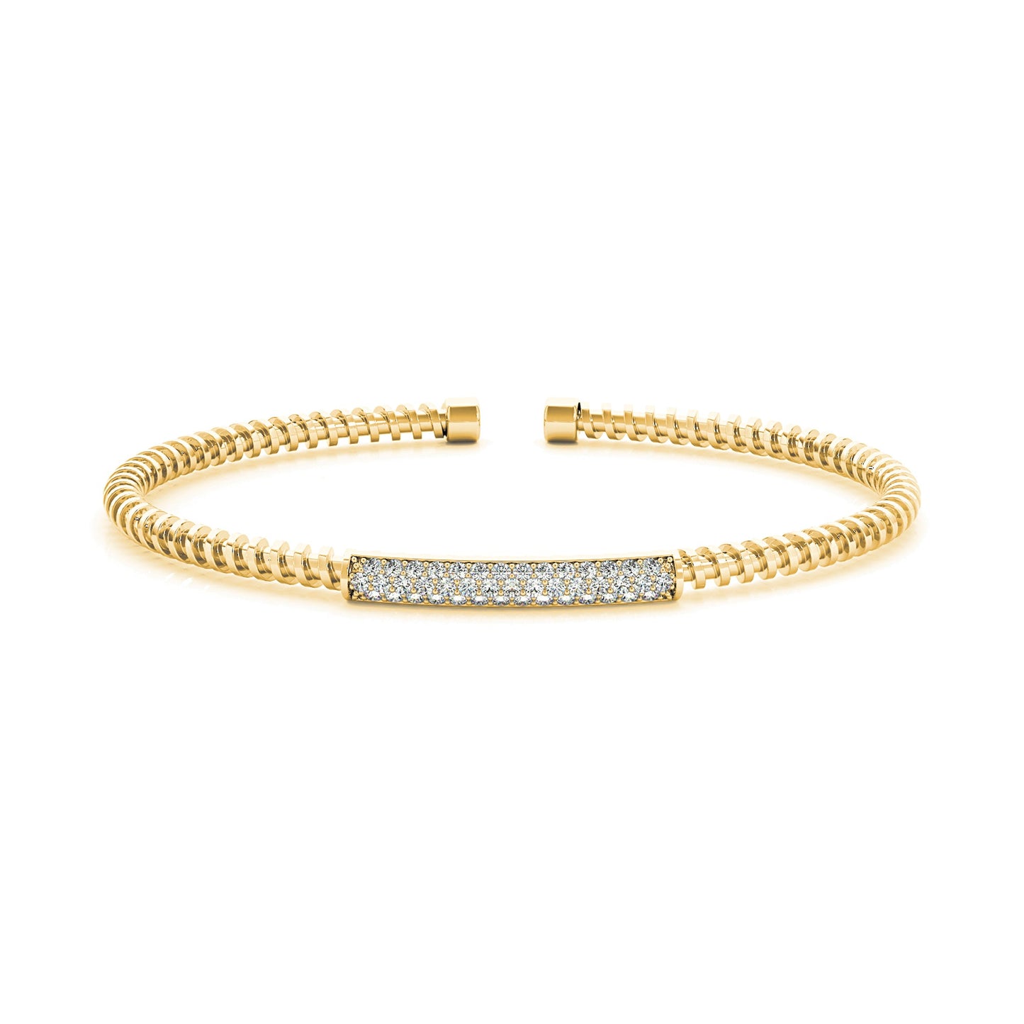 Screw Design 0.50 ctw Round Diamond Cuff Bangle Bracelet - 18K Yellow Gold