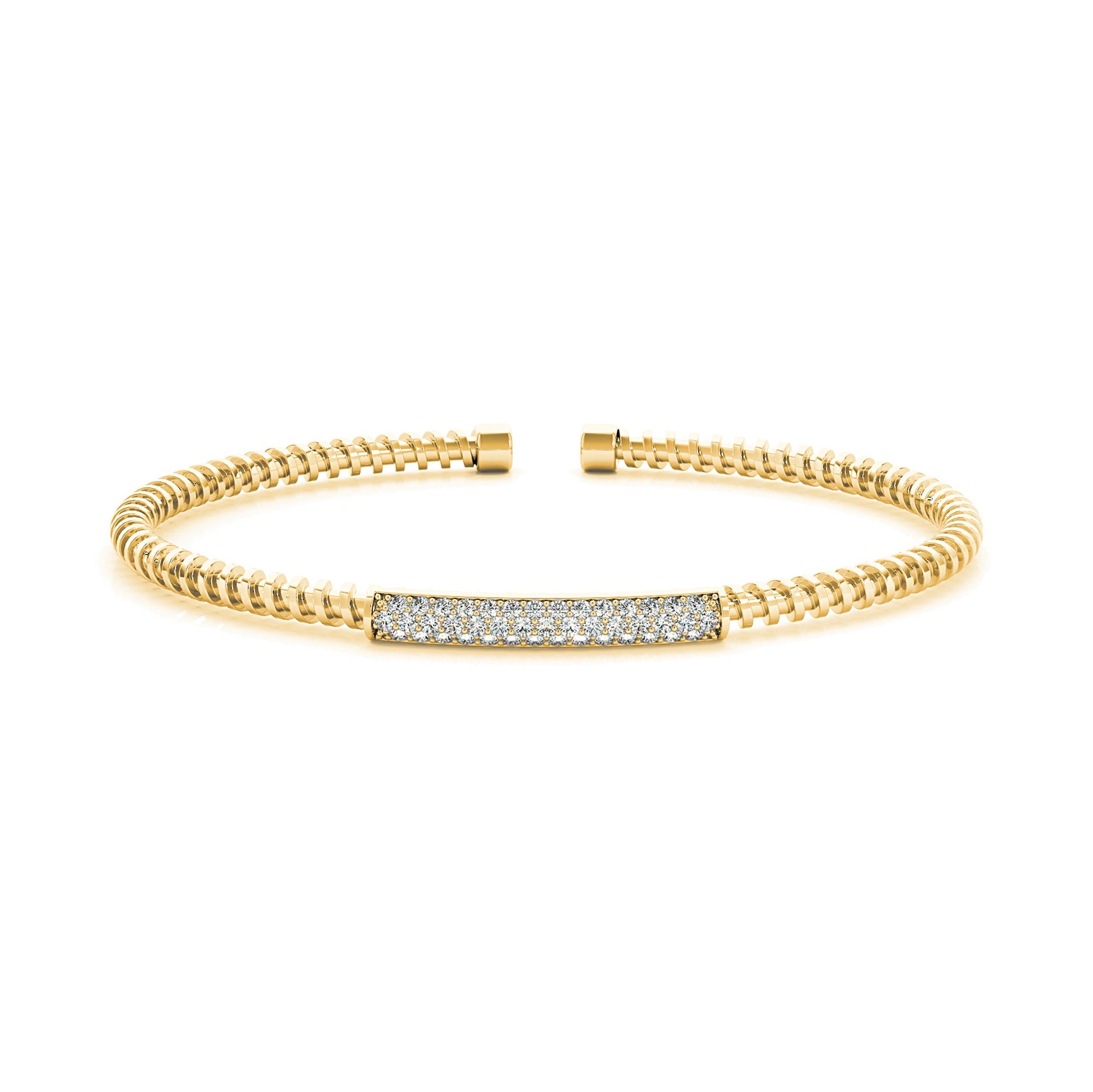 Screw Design 0.50 ctw Round Diamond Cuff Bangle Bracelet - 18K Yellow Gold