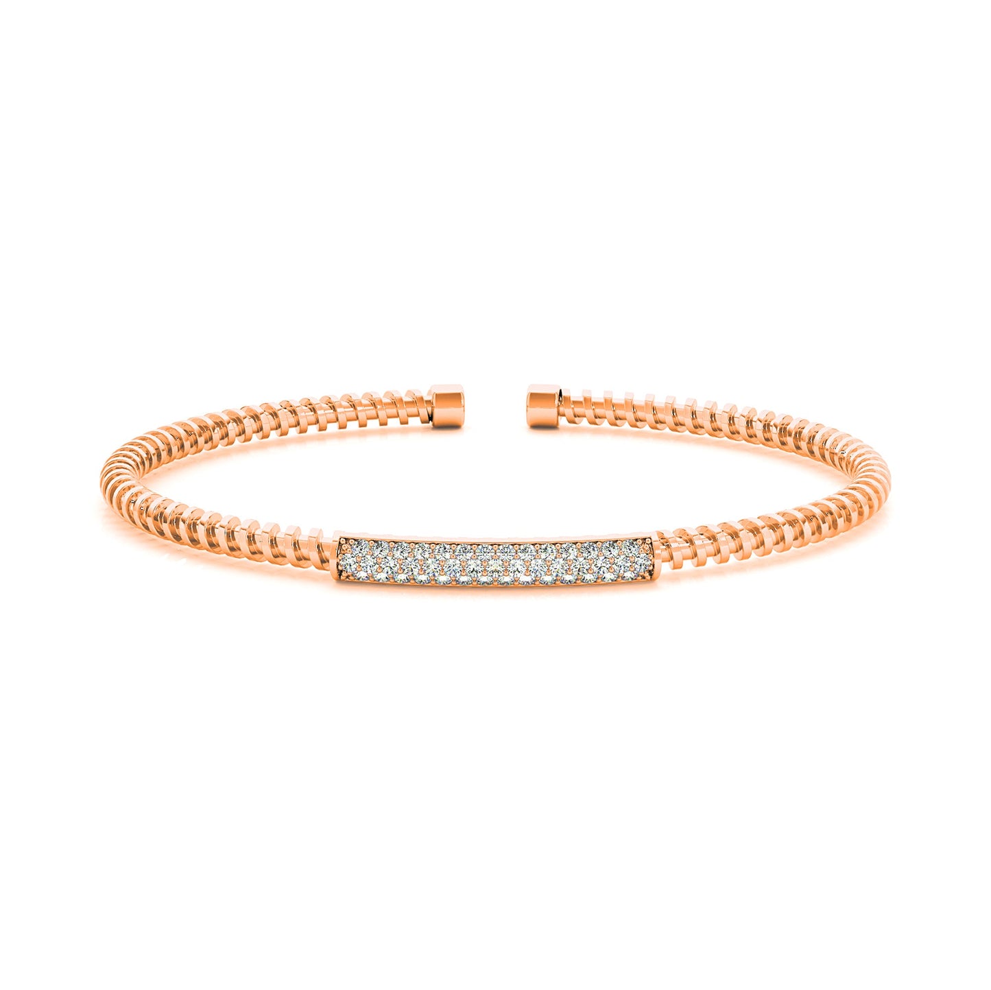 Screw Design 0.50 ctw Round Diamond Cuff Bangle Bracelet - 18K Rose Gold