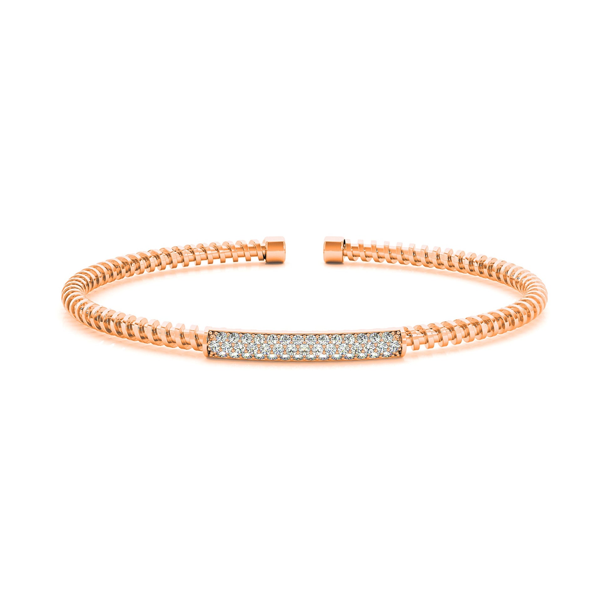 Screw Design 0.50 ctw Round Diamond Cuff Bangle Bracelet - 18K Rose Gold
