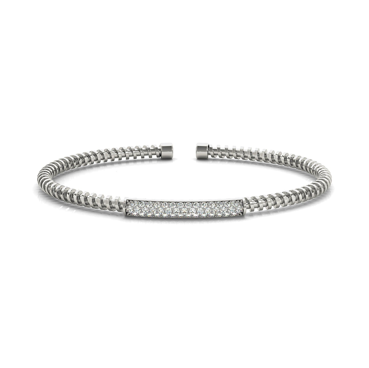 Screw Design 0.50 ctw Round Diamond Cuff Bangle Bracelet