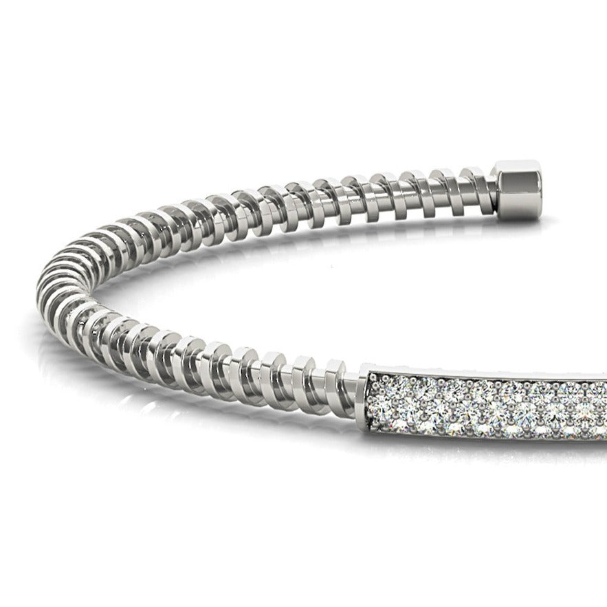 Screw Design 0.50 ctw Round Diamond Cuff Bangle Bracelet - 14K Yellow Gold