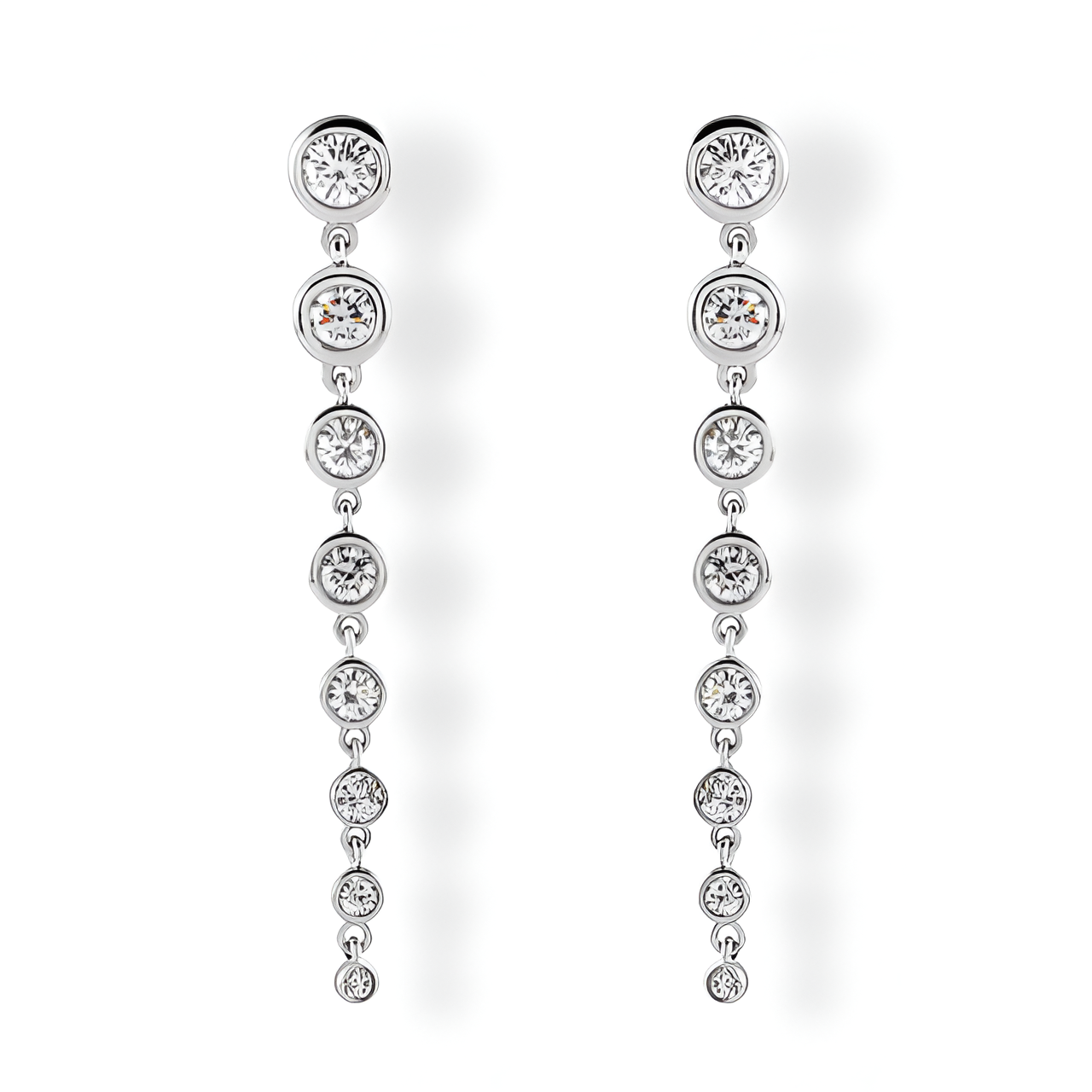 Graduated Diamond Drop Earrings