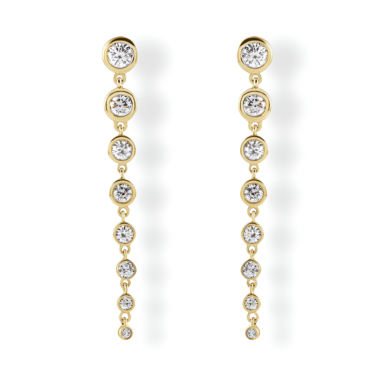 Graduated Diamond Drop Earrings - Lab-Grown Diamonds - 18K Yellow Gold