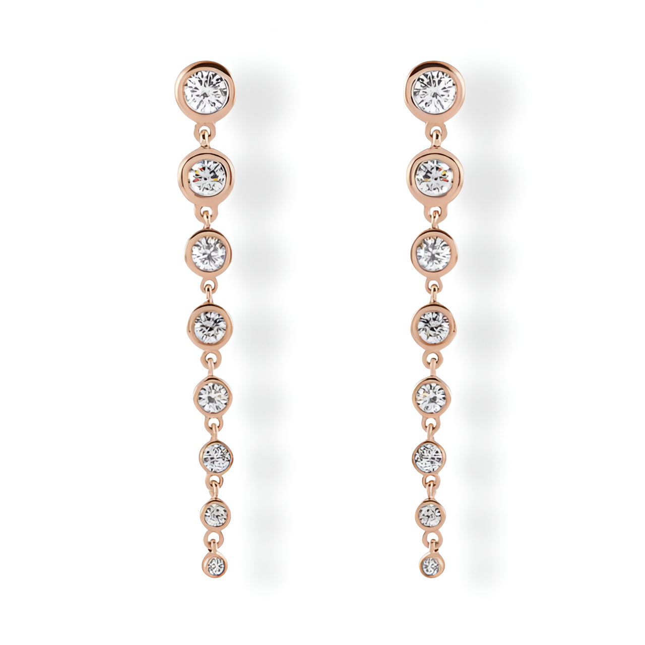 Graduated Diamond Drop Earrings - Lab-Grown Diamonds - 18K Rose Gold