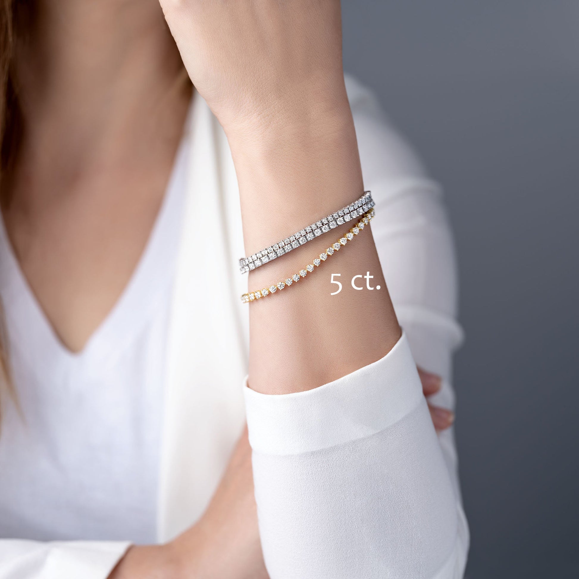Three Prong Classic Diamond Tennis Bracelet - 14K White Gold - 2 Carat Total Weight