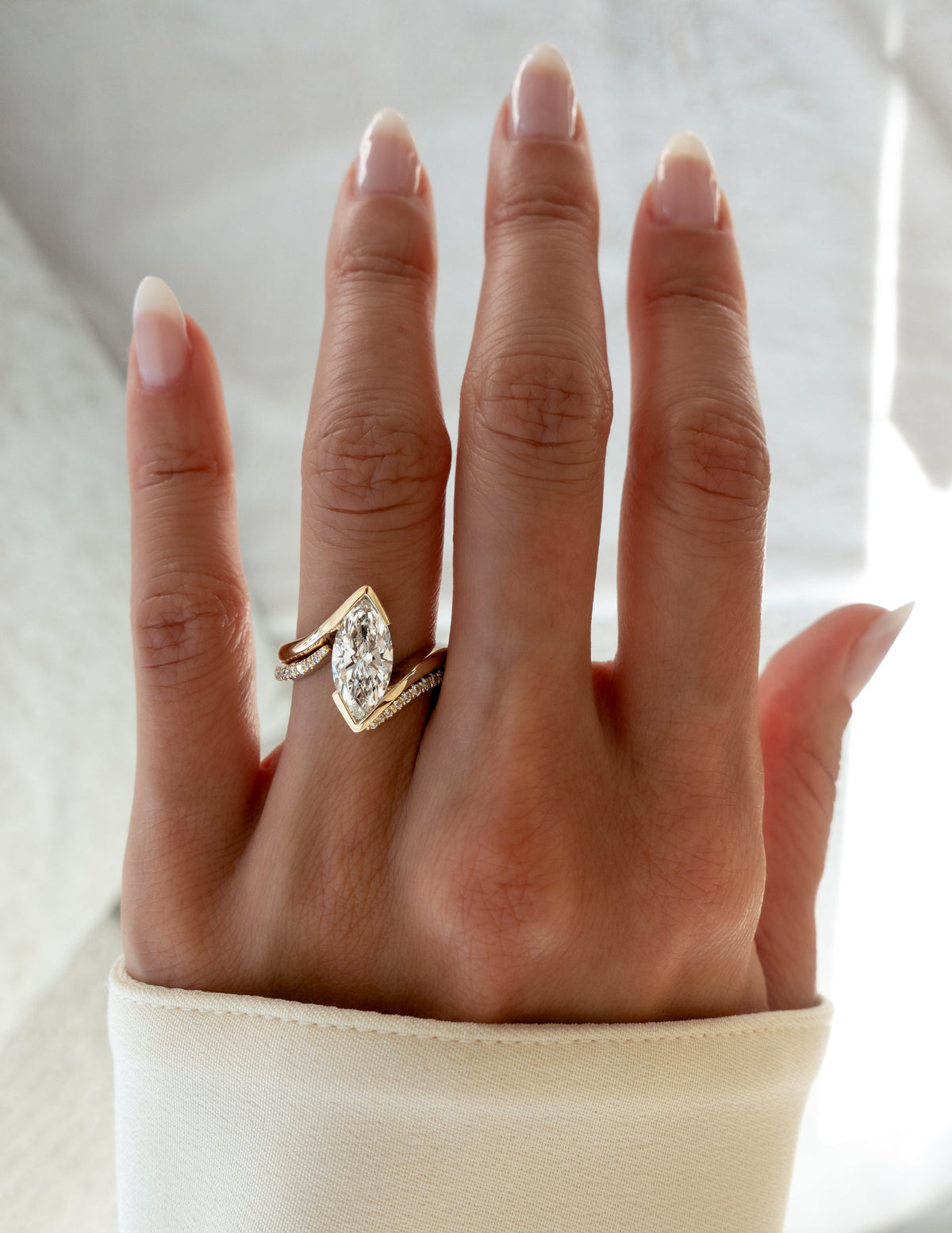 VERTICAL 2ct Marquise Rapture Ring — Half Bezel Setting