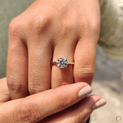 Cathedral Style Round Solitaire Diamond Ring