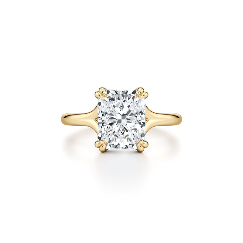 Lara Jewels High Jewellry Jane Radiant Cut Solitaire Lab Diamond Engagement Ring - Radiant - 18k Yellow Gold - Front View