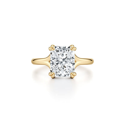 Lara Jewels High Jewellry Jane Radiant Cut Solitaire Lab Diamond Engagement Ring - Radiant - 18k Yellow Gold - Front View