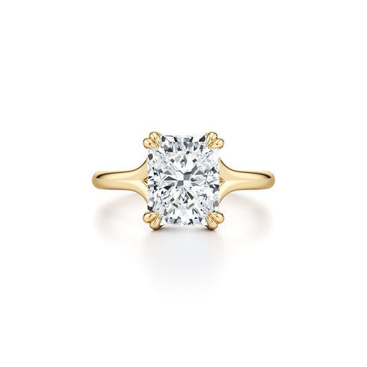 Lara Jewels High Jewellry Jane Radiant Cut Solitaire Lab Diamond Engagement Ring - Radiant - 18k Yellow Gold - Front View