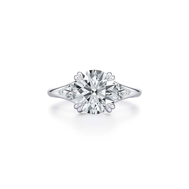 Lara Jewels High Jewellry High Jewelry | Jane Round Three Stone Engagement Ring - Round - Platinum - Front View