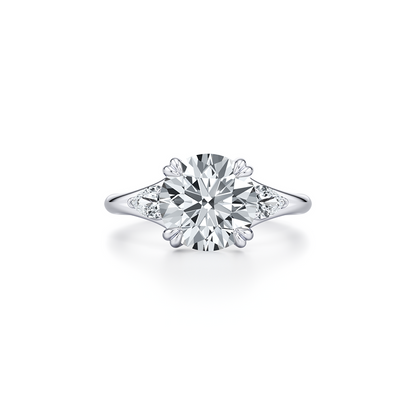 Lara Jewels High Jewellry High Jewelry | Jane Round Three Stone Engagement Ring - Round - Platinum - Front View