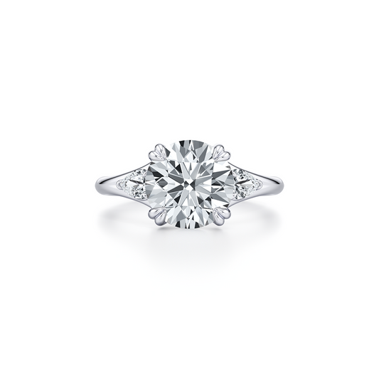 Lara Jewels High Jewellry High Jewelry | Jane Round Three Stone Engagement Ring - Round - Platinum - Front View
