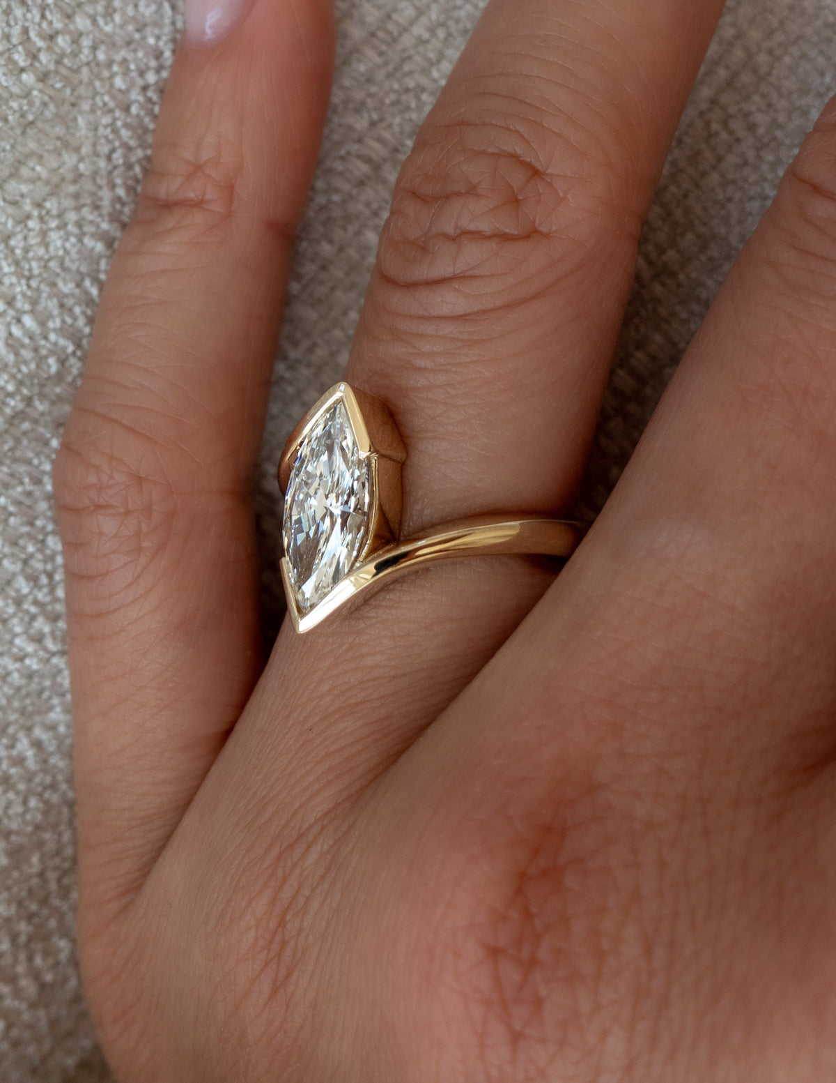 VERTICAL 2ct Marquise Rapture Ring — Half Bezel Setting