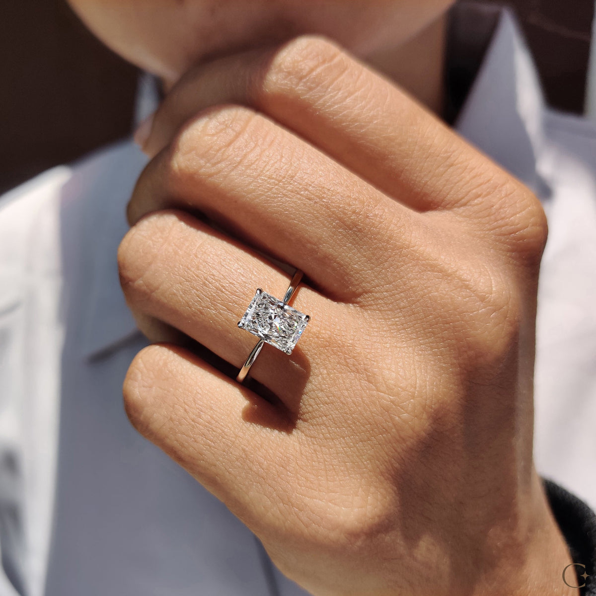 Radiant Cut Engagement Ring In Solitaire Style