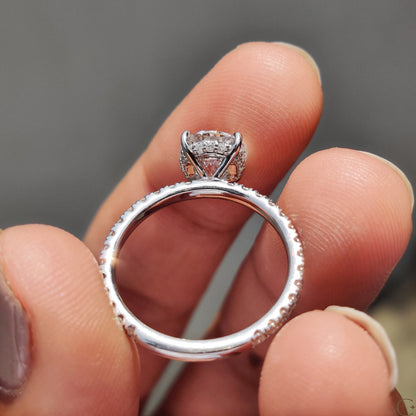 Round Cut Diamond Engagement Ring with Hidden Halo Design