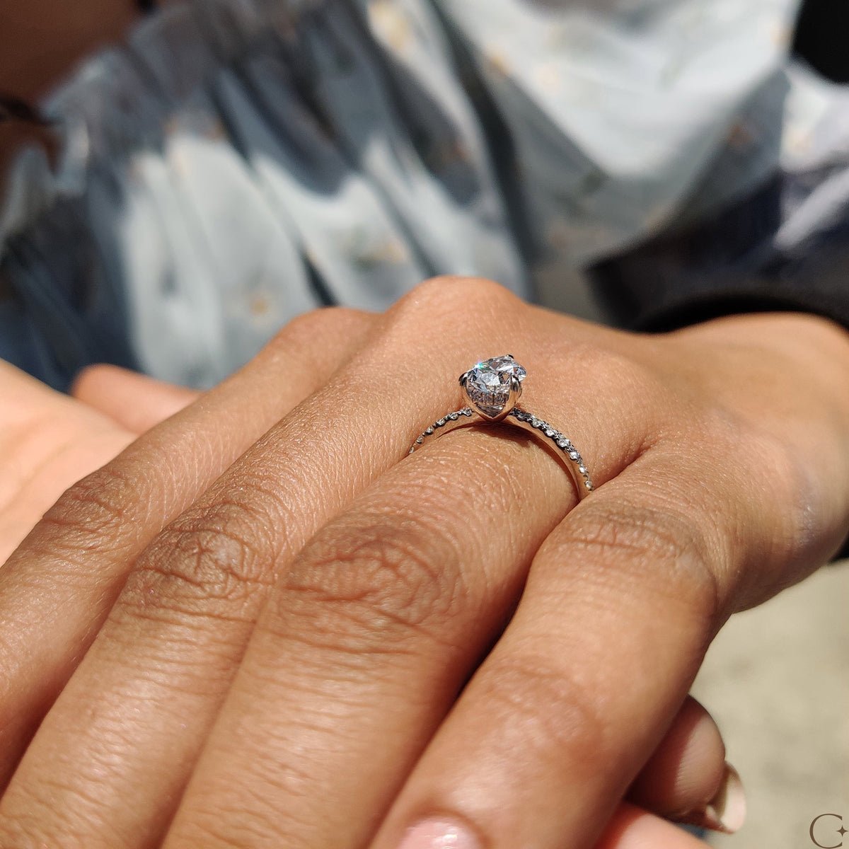 Pear Cut Engagement Ring With Hidden Halo Design