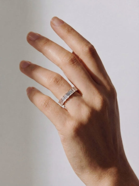 Alicia Lab Grown Emerald Diamond Wedding Ring - Rose Gold