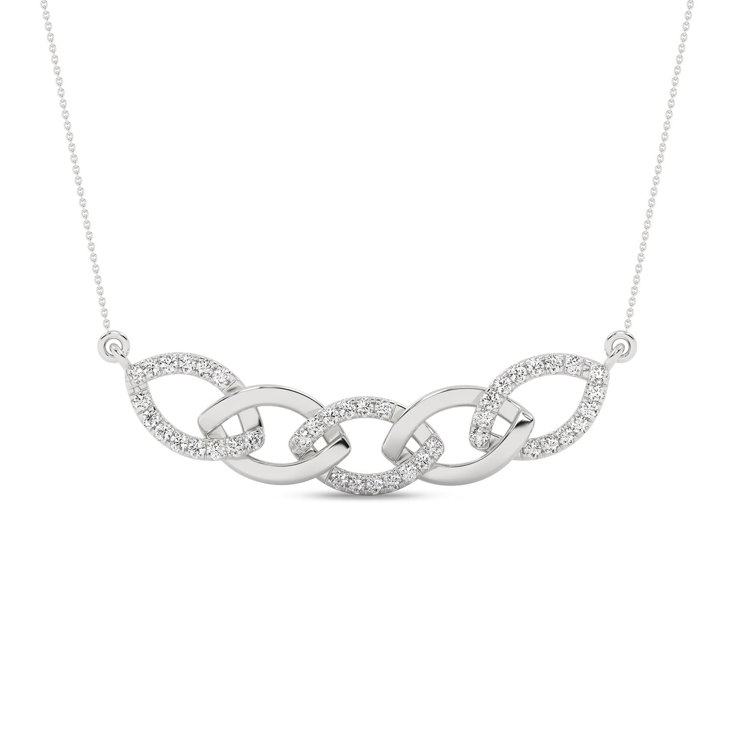 Alternating Diamond Cascade Link Necklace