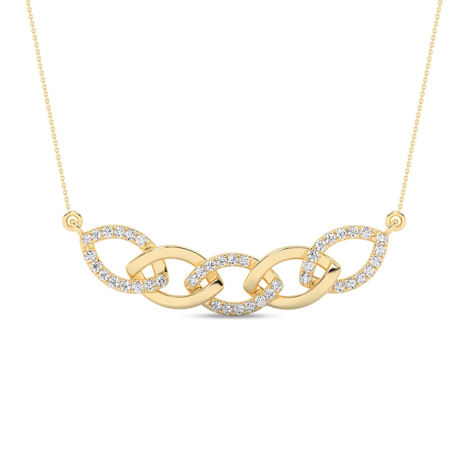 Alternating Diamond Cascade Link Necklace