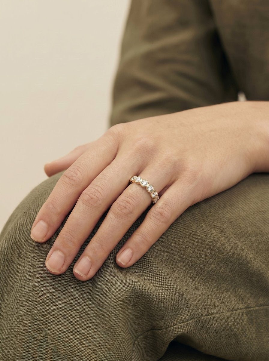 Amari Lab Grown Round Diamond Wedding Ring - Yellow Gold