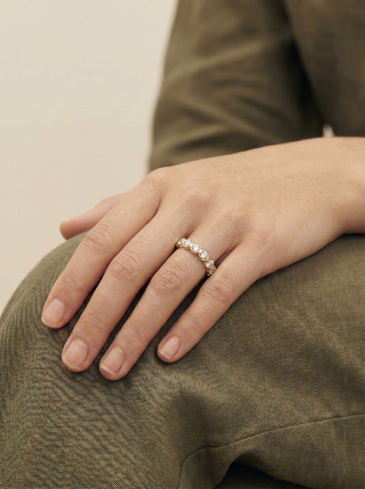 Amari Lab Grown Round Diamond Wedding Ring - Yellow Gold