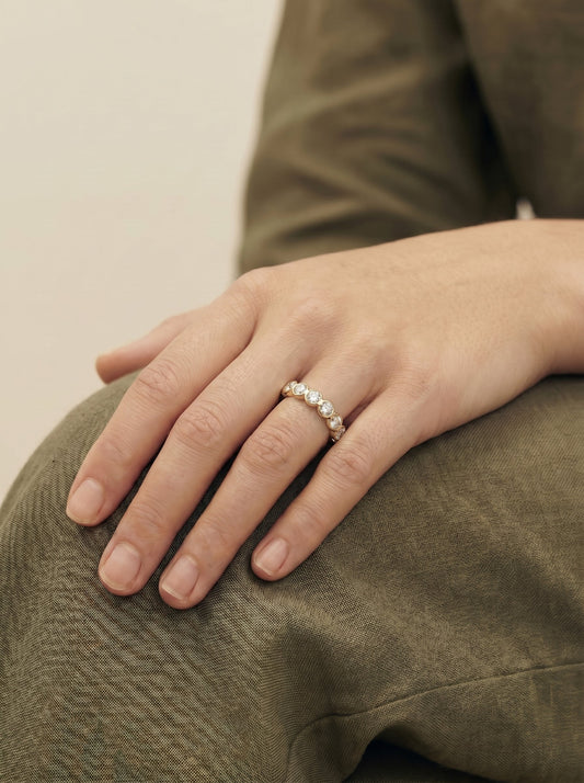 Amari Lab Grown Round Diamond Wedding Ring - Yellow Gold - 18K - 5ct
