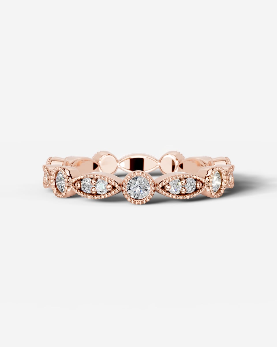 Amelia Lab Grown Round Diamond Wedding Ring - Rose Gold