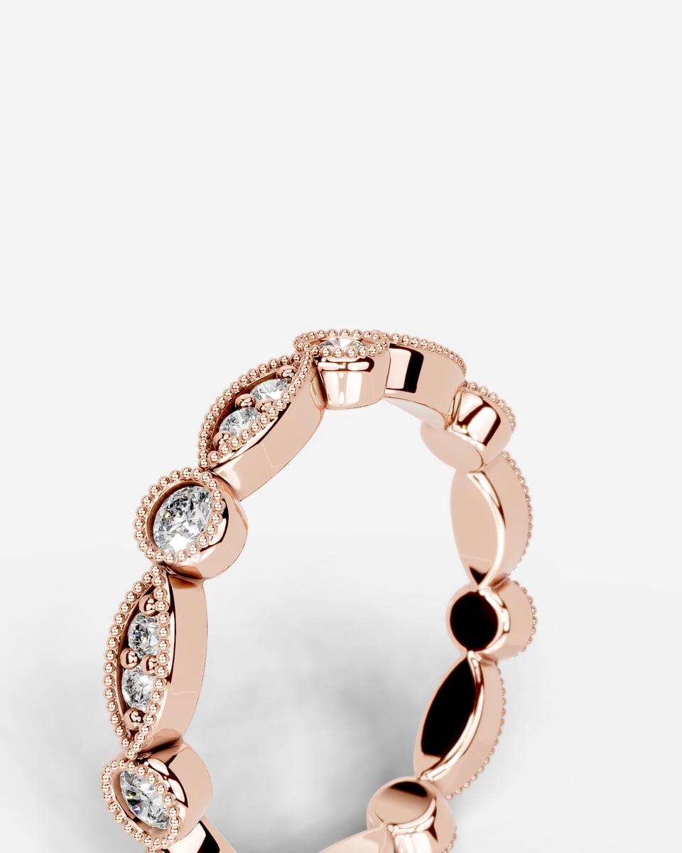 Amelia Lab Grown Round Diamond Wedding Ring - Rose Gold