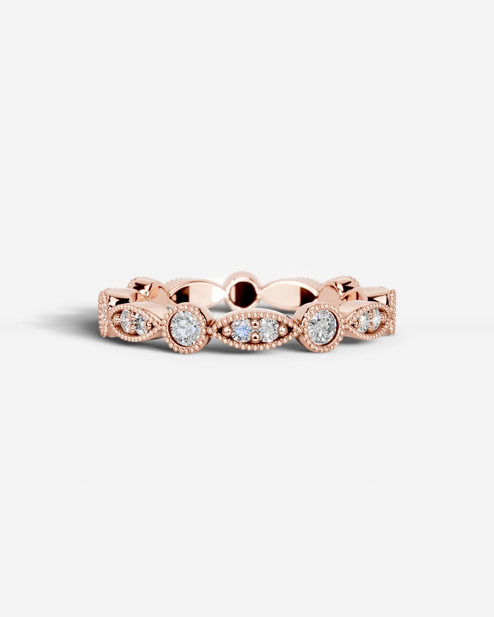 Amelia Lab Grown Round Diamond Wedding Ring - Rose Gold