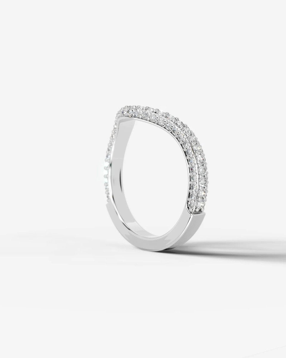 Anastasia Curved Lab Grown Round Diamond Wedding Ring - Platinum
