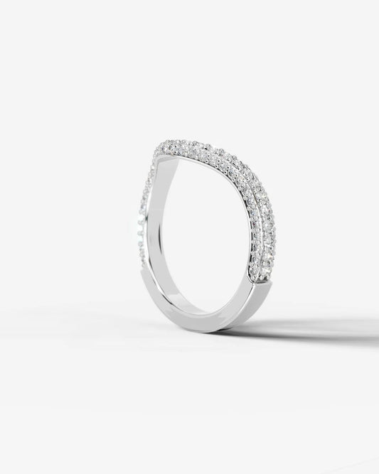 Anastasia Curved Lab Grown Round Diamond Wedding Ring - Platinum