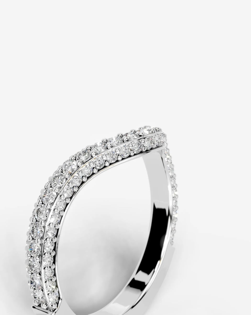 Anastasia Curved Lab Grown Round Diamond Wedding Ring - Platinum