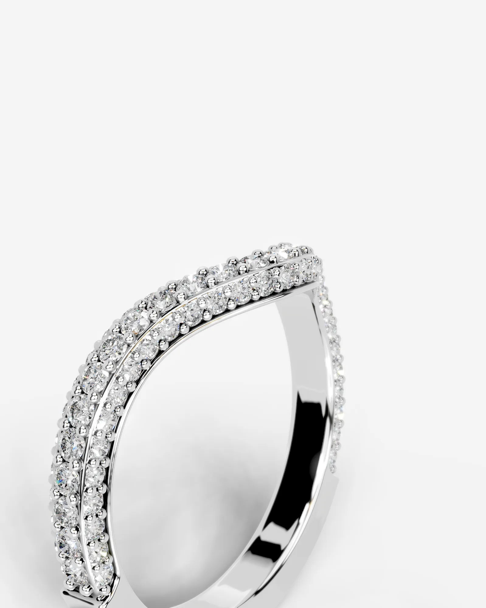 Anastasia Curved Lab Grown Round Diamond Wedding Ring - White Gold - 14K - 6ct