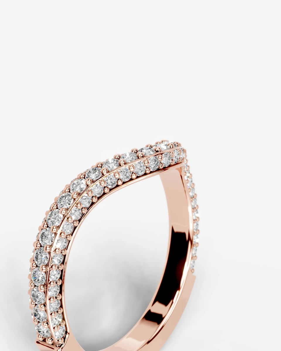 Anastasia Curved Lab Grown Round Diamond Wedding Ring - Rose Gold