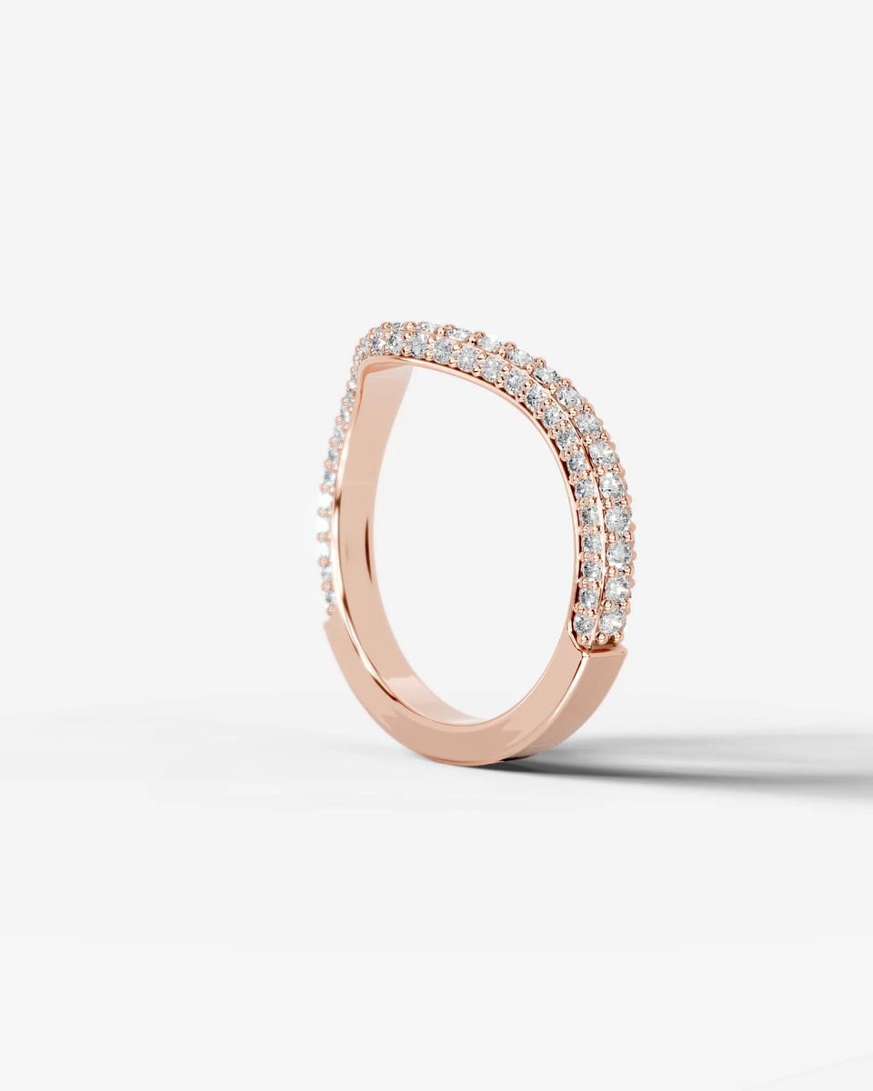 Anastasia Curved Lab Grown Round Diamond Wedding Ring - Rose Gold