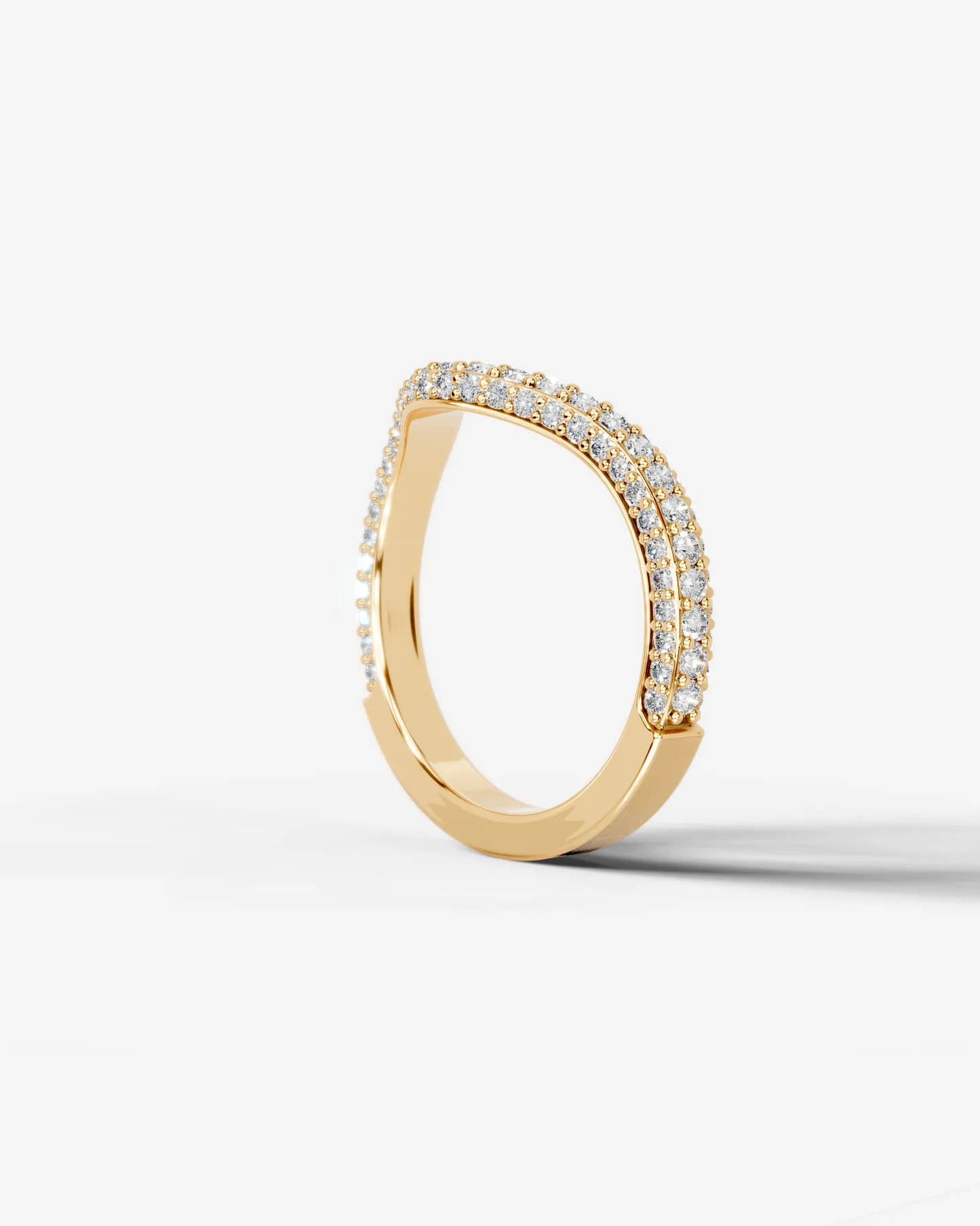 Anastasia Curved Lab Grown Round Diamond Wedding Ring - Yellow Gold - 18K - 6ct