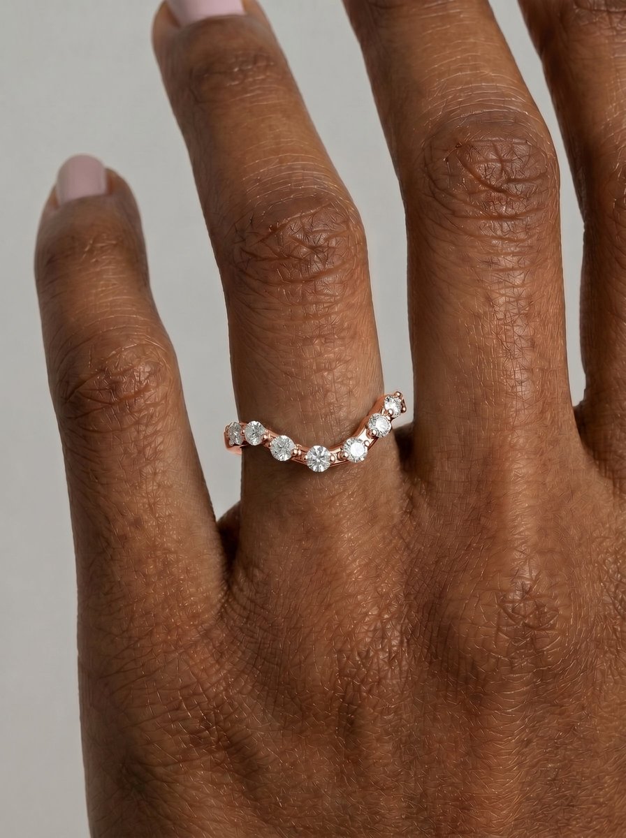 Angie  Round Lab Grown Round Diamond Wedding Ring - Rose Gold