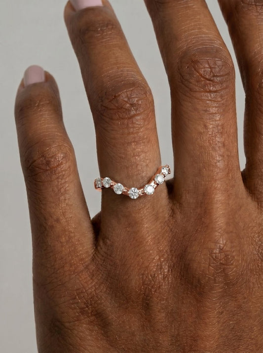 Angie  Round Lab Grown Round Diamond Wedding Ring - Rose Gold