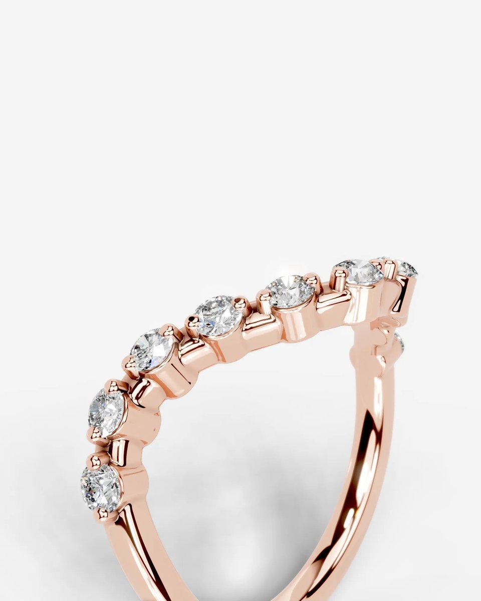 Angie  Round Lab Grown Round Diamond Wedding Ring - Rose Gold
