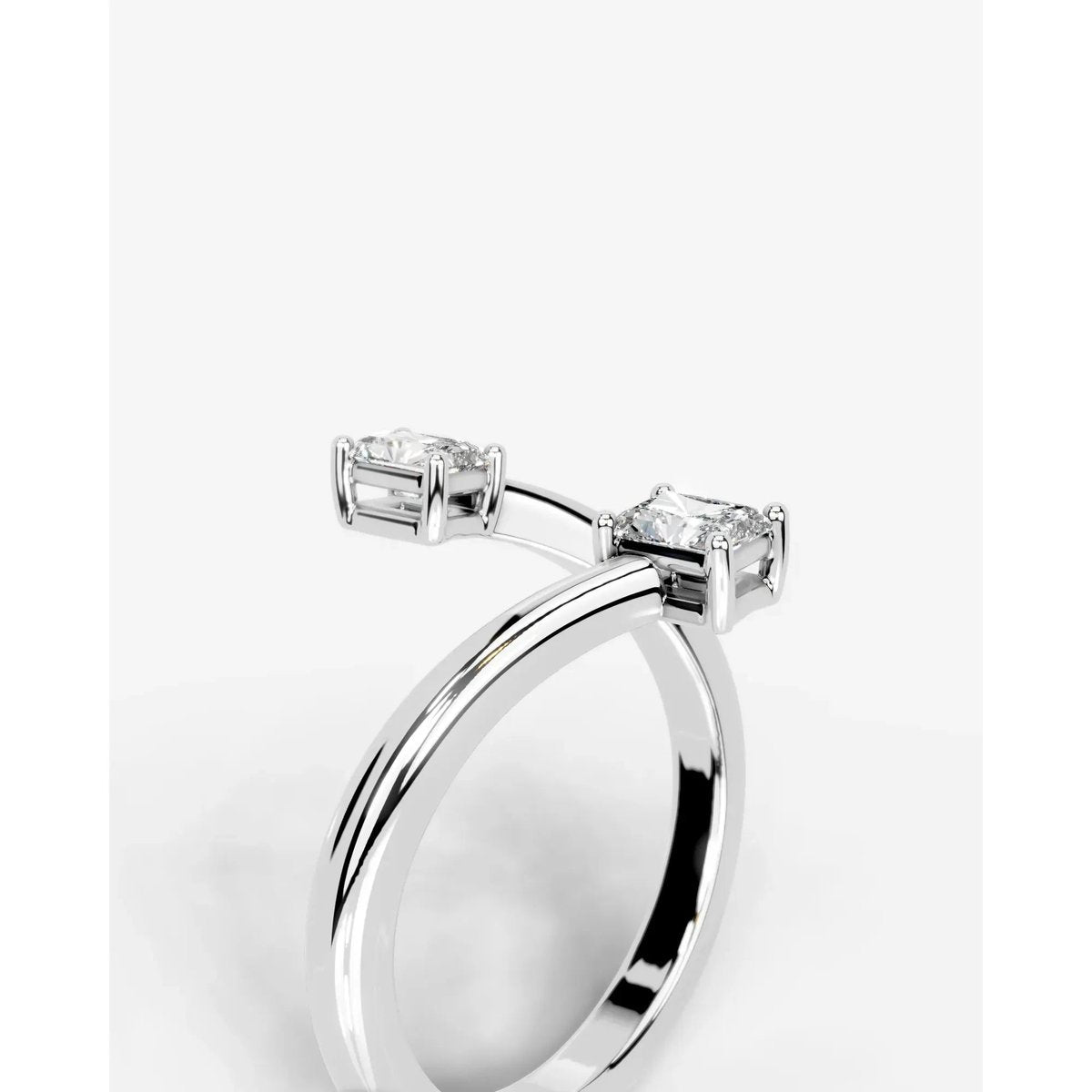 Anita  Elongated Radiant Lab Grown Round Diamond Wedding Ring - Platinum