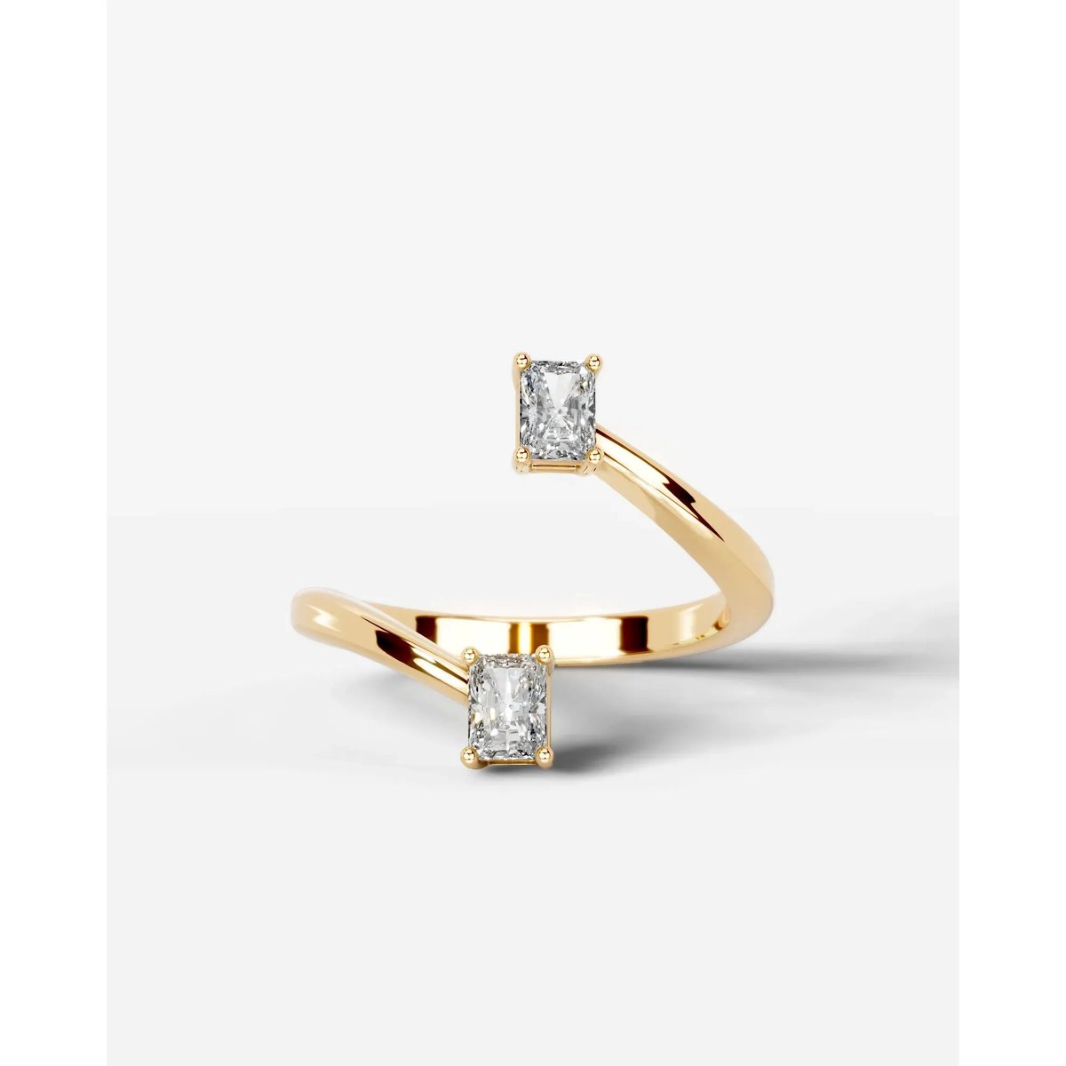 Anita  Elongated Radiant Lab Grown Round Diamond Wedding Ring - Platinum